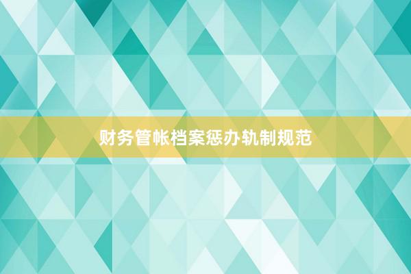 财务管帐档案惩办轨制规范