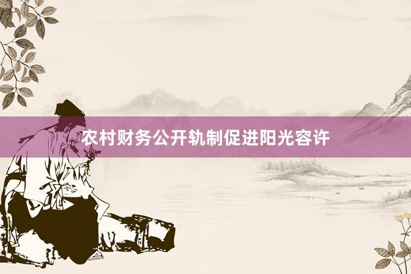 农村财务公开轨制促进阳光容许